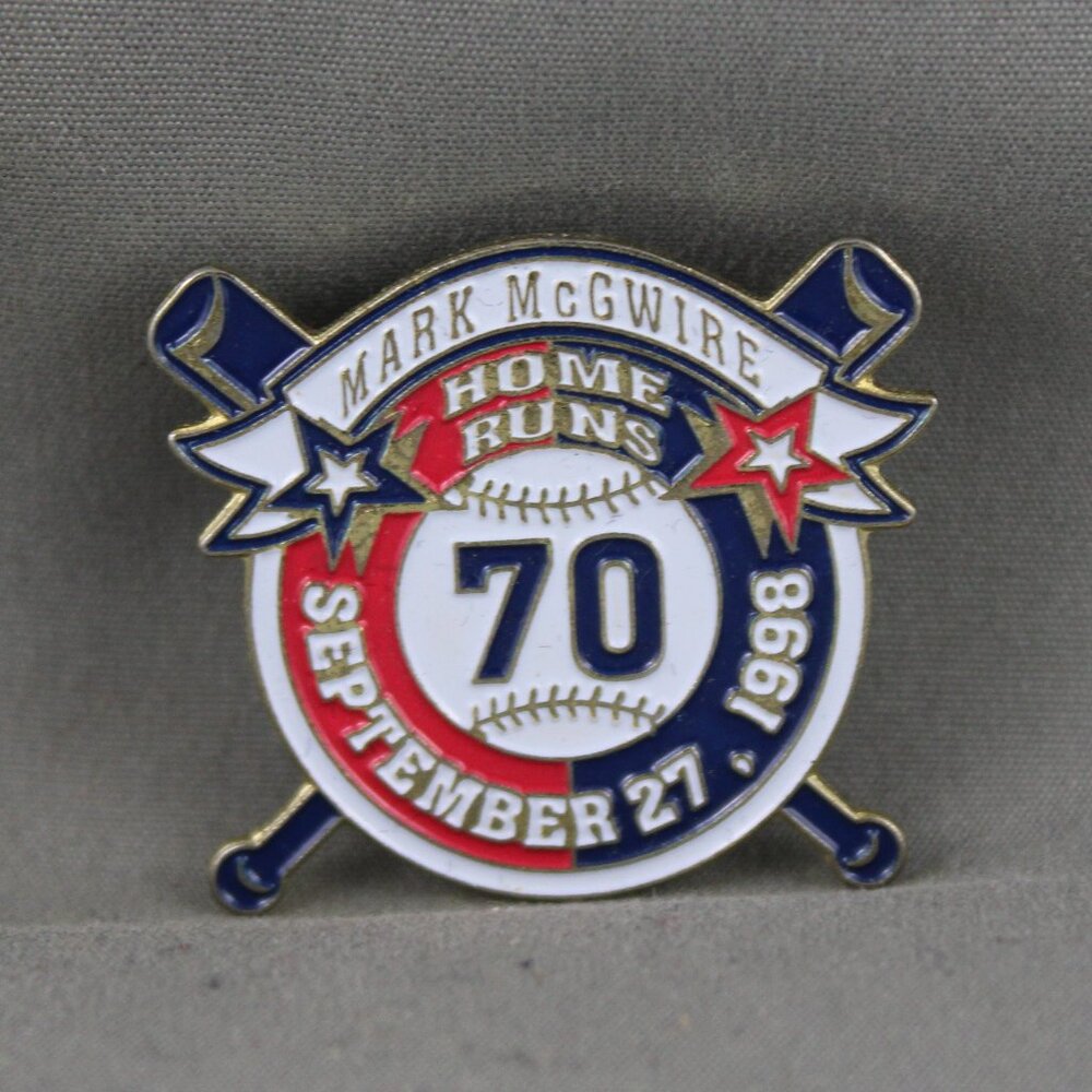 Vintage Baseball Pin - Mark McGwire 70 Home Runs - Stamped Pin
